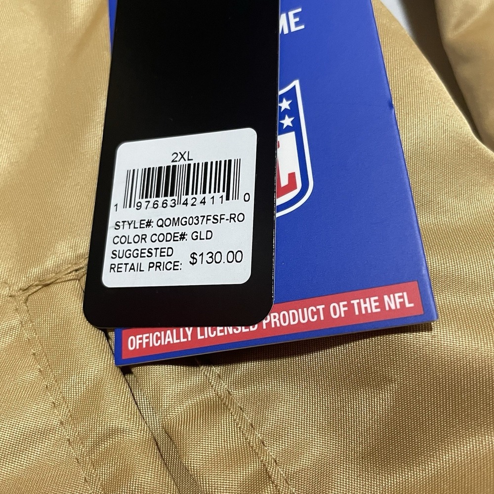 San Francisco 49ers NFL ULTRA GAME Puffer Satin Bomber Jacket Mens Gold Size XXL - Picture 3 of 8